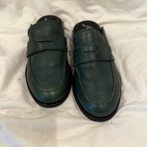 Dark green leather mule / sandal Free People